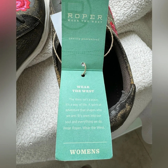 Roper NWT “Madeline” Brown brushed Leather Embroidered upper lace up SZ. 6.5 - Picture 10 of 10